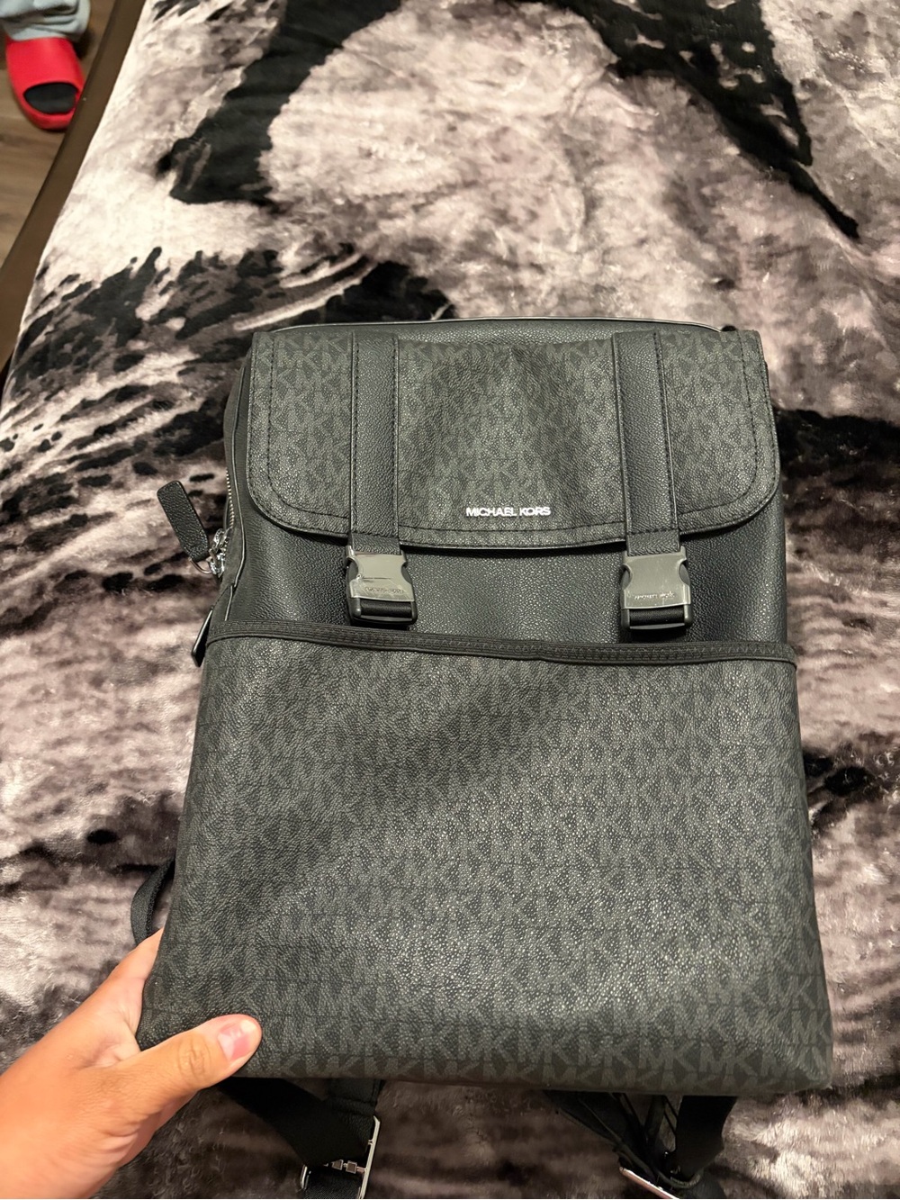Michael Kors Black Men's Backpack with MK Monogram